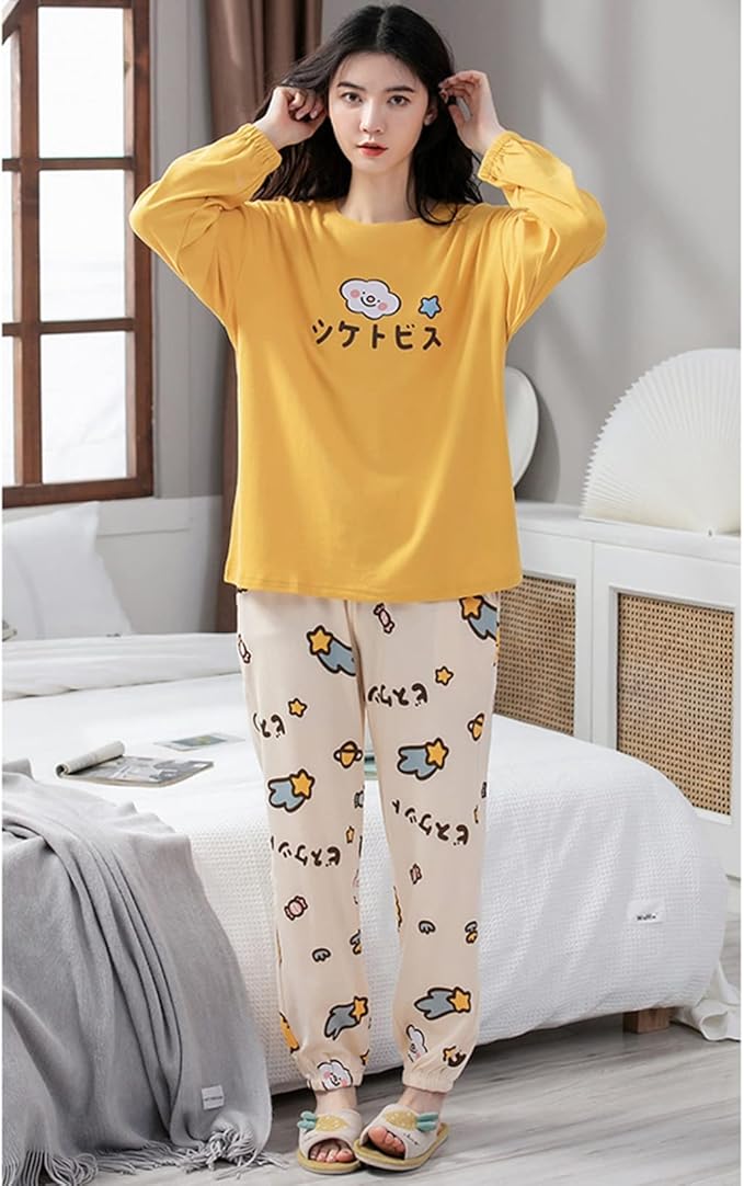 Amazon | [Aardman] レディース パジャマ 長袖 春秋 部屋着 上下セット